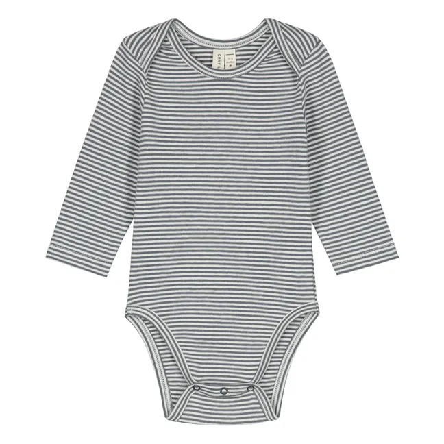 Body Rayures Coton Bio | Bleu gris