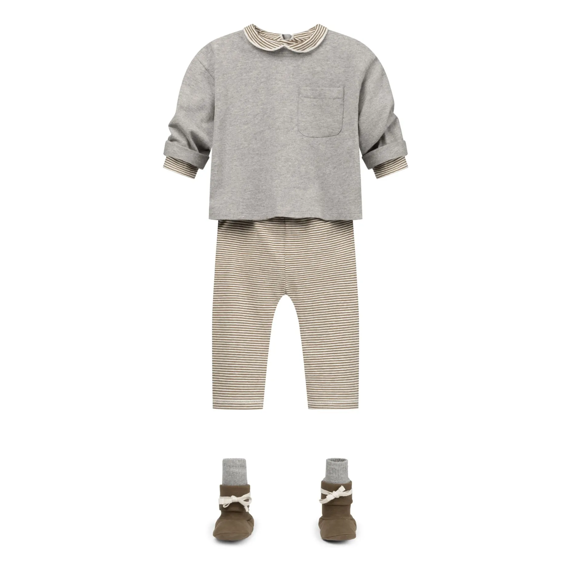 Gray Label Khaki Brown Striped Legging Mini Organic Cotton