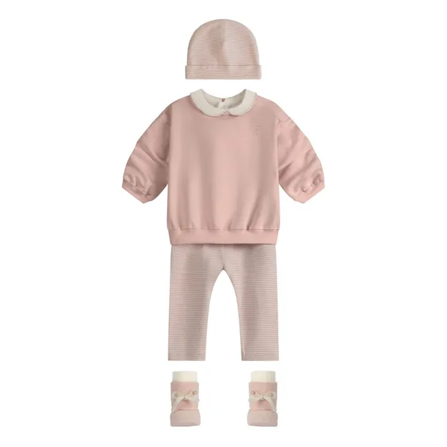 Legging de algodón orgánico a rayas | Rosa