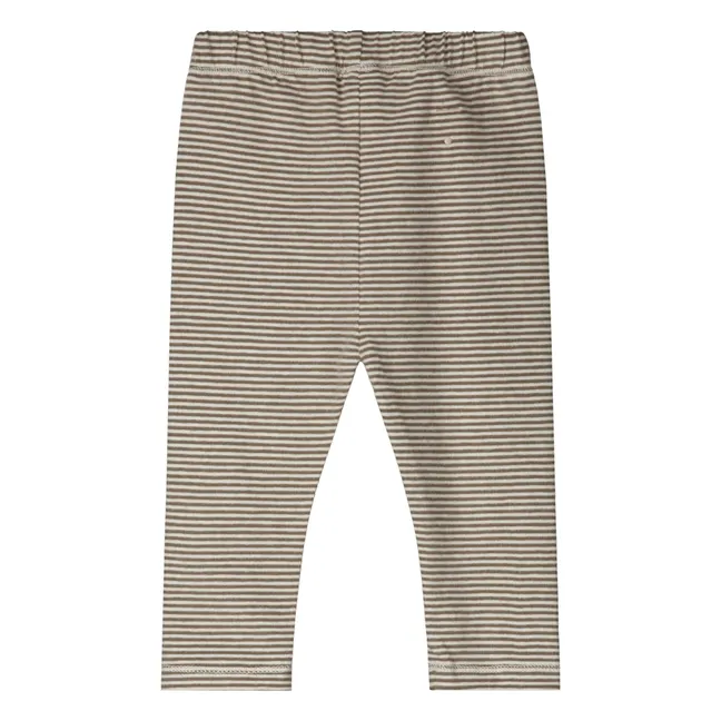 Legging Rayures Coton Bio | Brun kaki