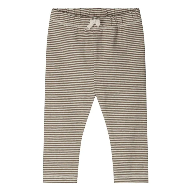 Legging Rayures Coton Bio | Brun kaki