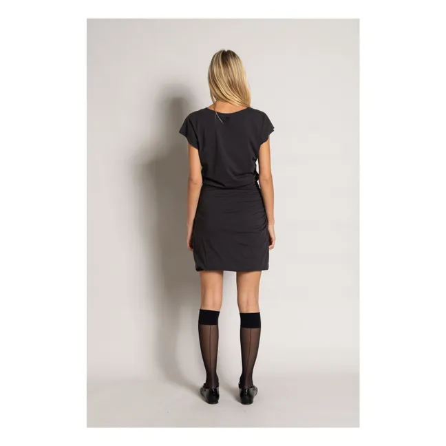 Vestido drapeado de algodón orgánico  | Negro