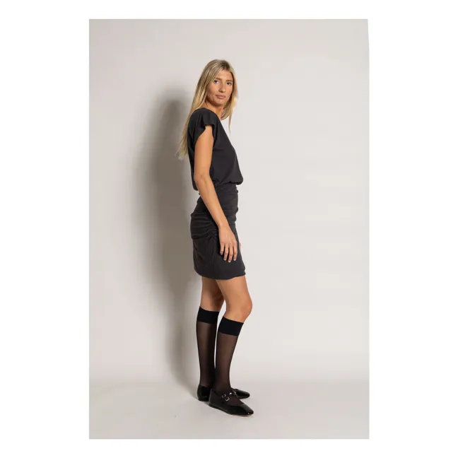 Vestido drapeado de algodón orgánico  | Negro