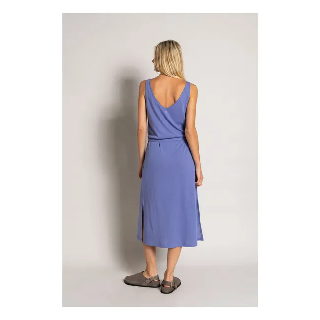 Maxivestido de algodón y lino | Vintage azul vaquero