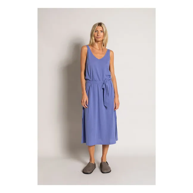 Maxivestido de algodón y lino | Vintage azul vaquero