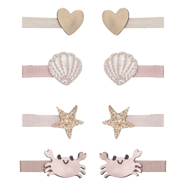 Set of 8 Cecil Crab hair clips | Pink