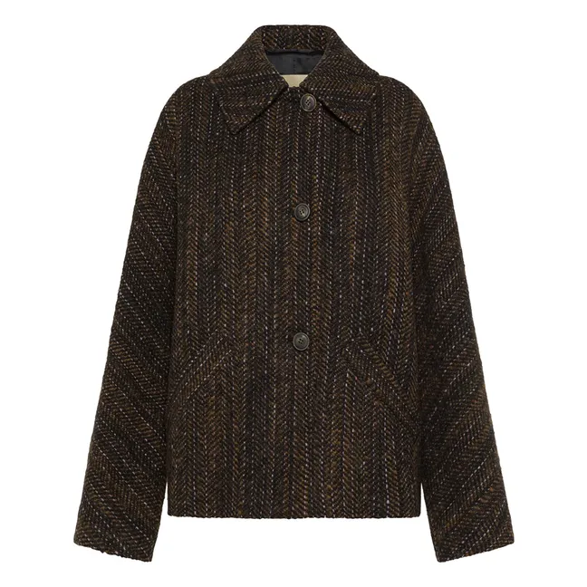 Manteau Lord Herringbone Laine Vierge | Noir