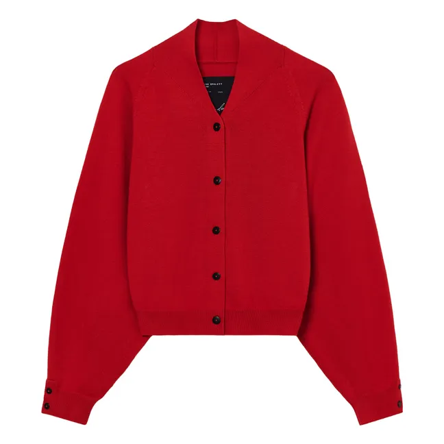 Extra Fine Merino Wool Cardigan | Red