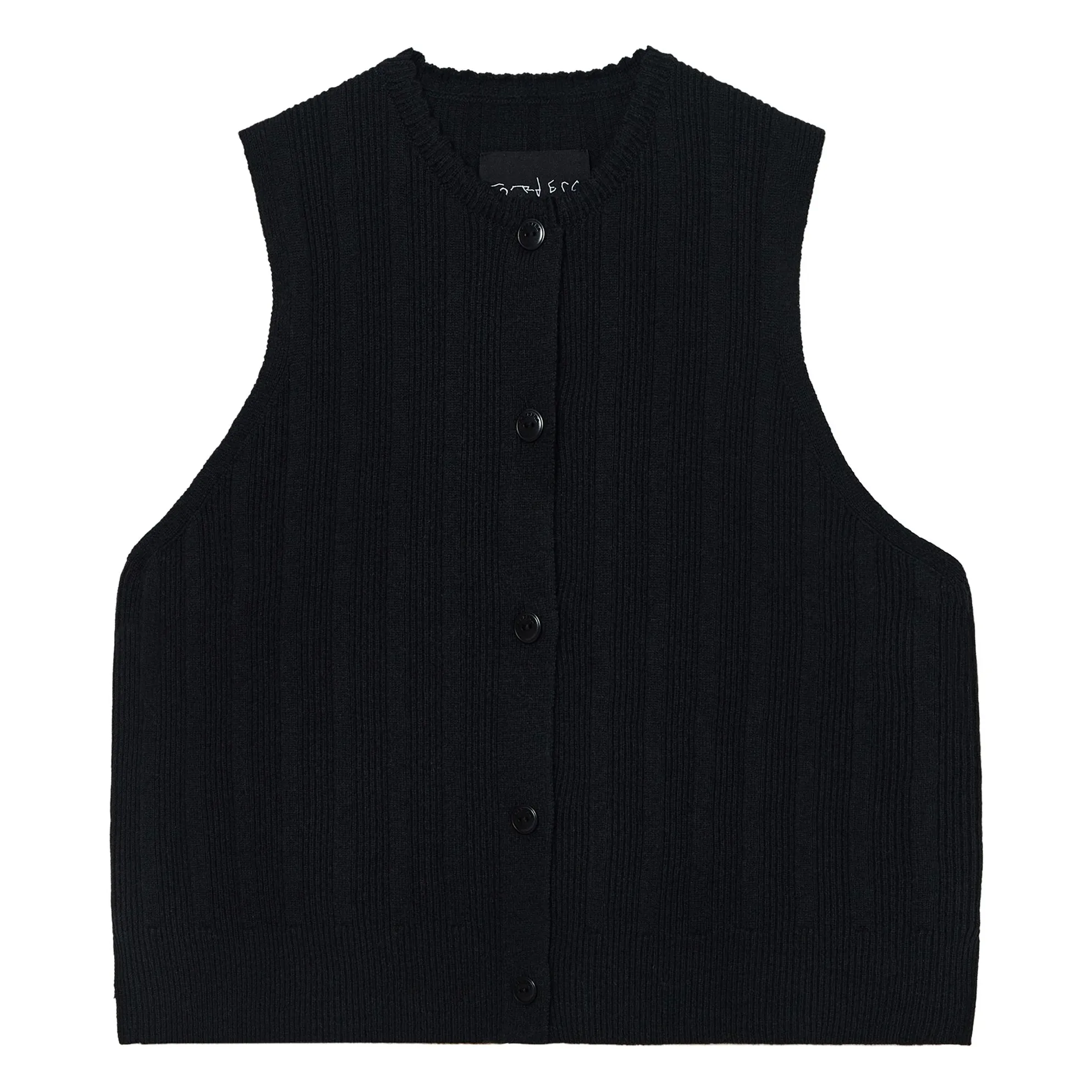 Cordera Black Extra Fine Merino Wool Ribbed Sleeveless Vest