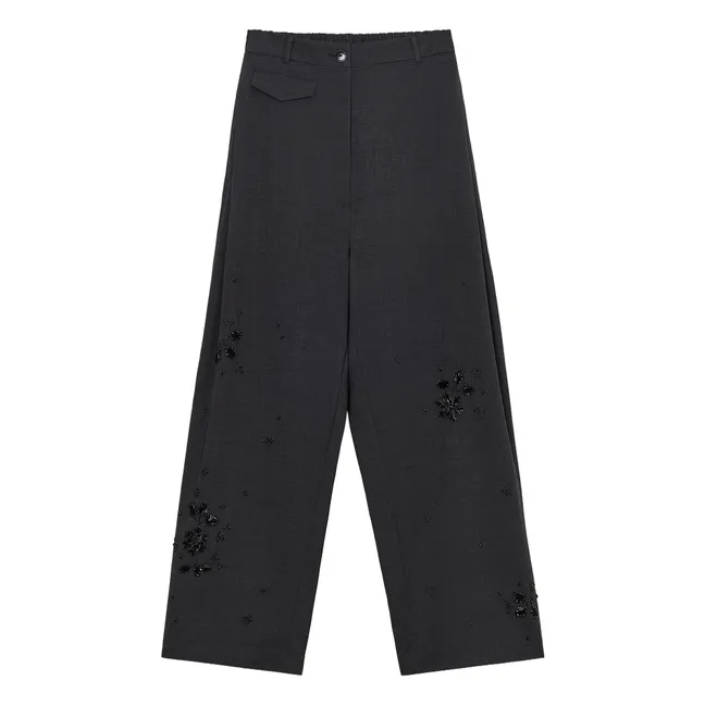 Pantalon Tailoring Perles Laine Vierge | Gris