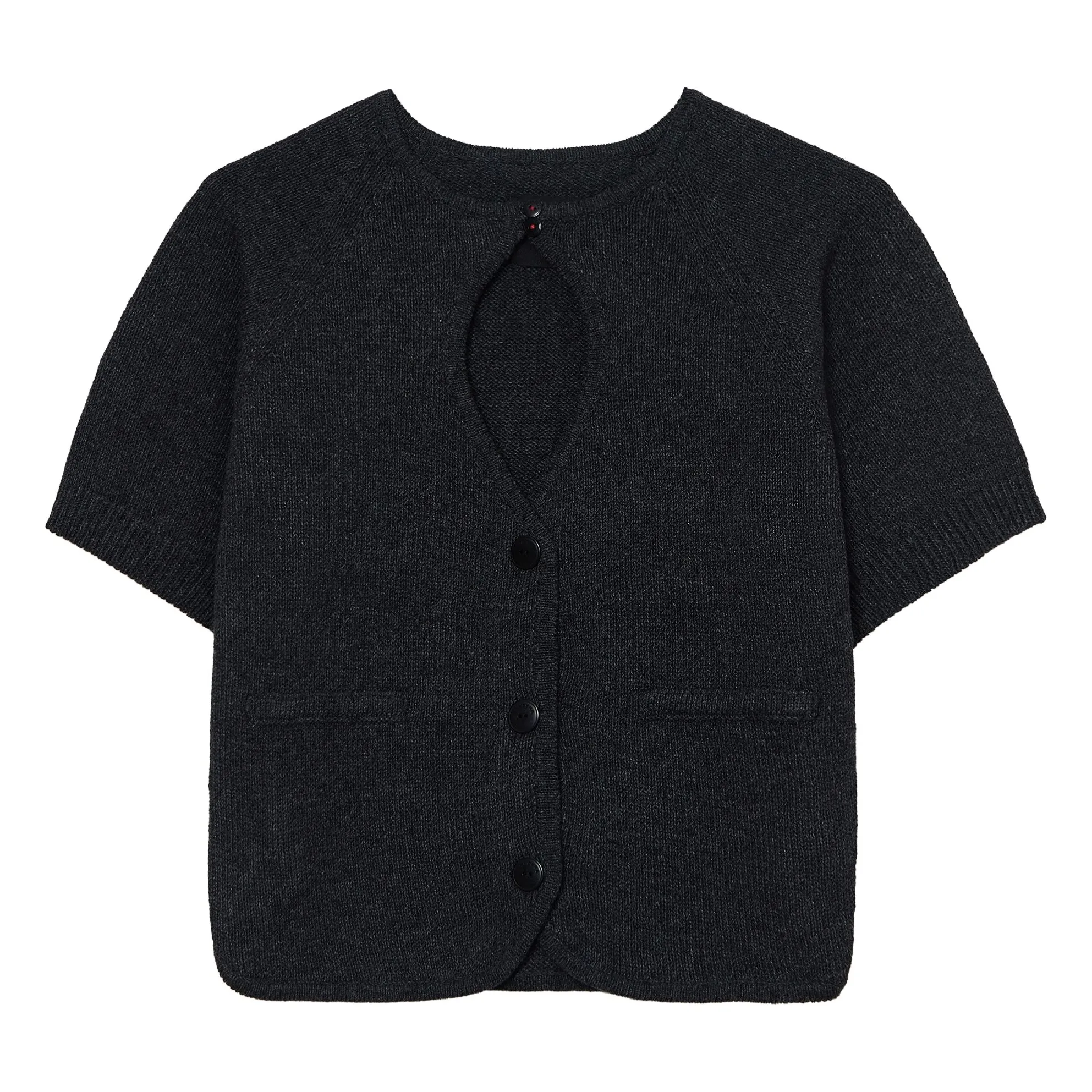 Cordera Charcoal Grey Recycled Cotton Cut-Out Cardigan