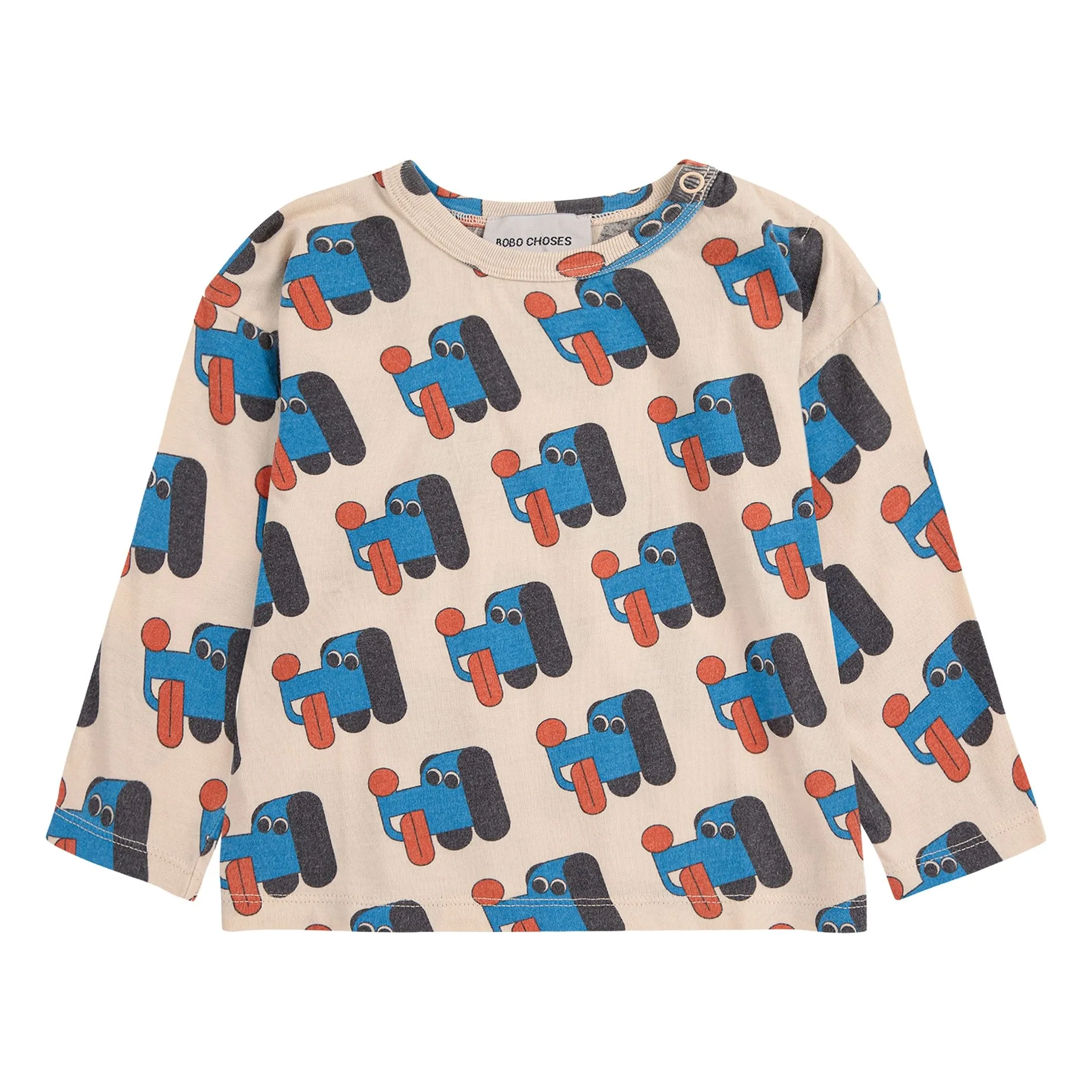 Bobo Choses Beige T-Shirt Dogs Organic Cotton