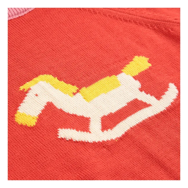 Pull Cheval à Bascule Coton Bio | Rouge