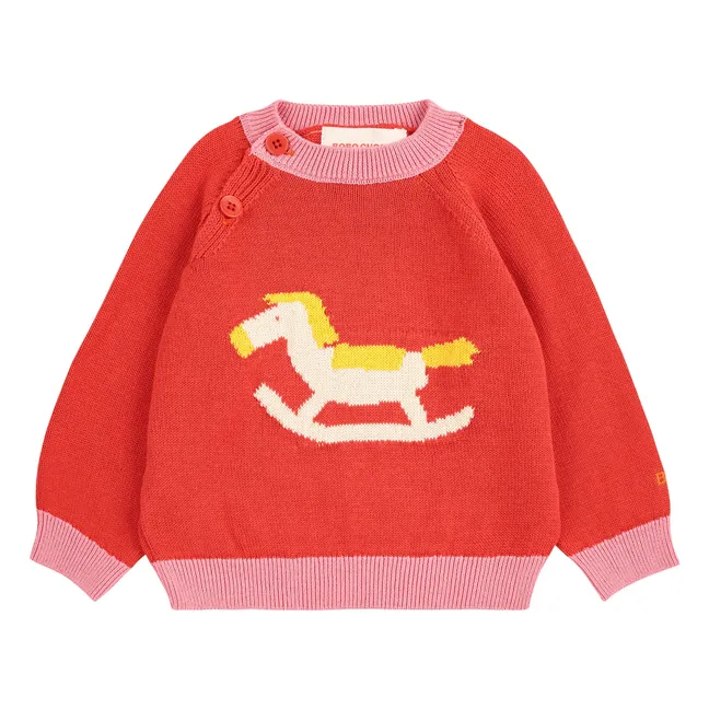 Pull Cheval à Bascule Coton Bio | Rouge