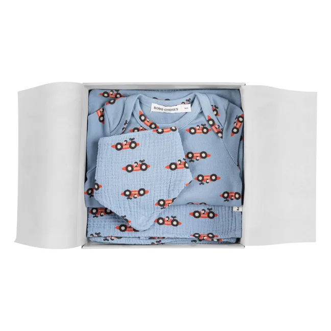 Lot Pyjama Lange et Bavoir Voitures | Bleu