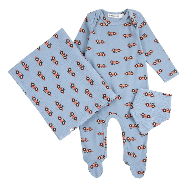 Lot Pyjama Lange et Bavoir Voitures | Bleu