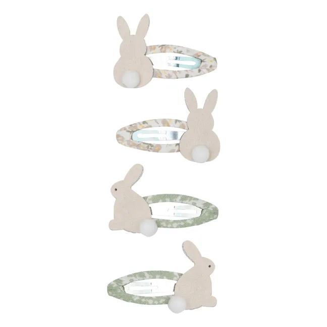 Set di 4 clip per coniglietti | Crema