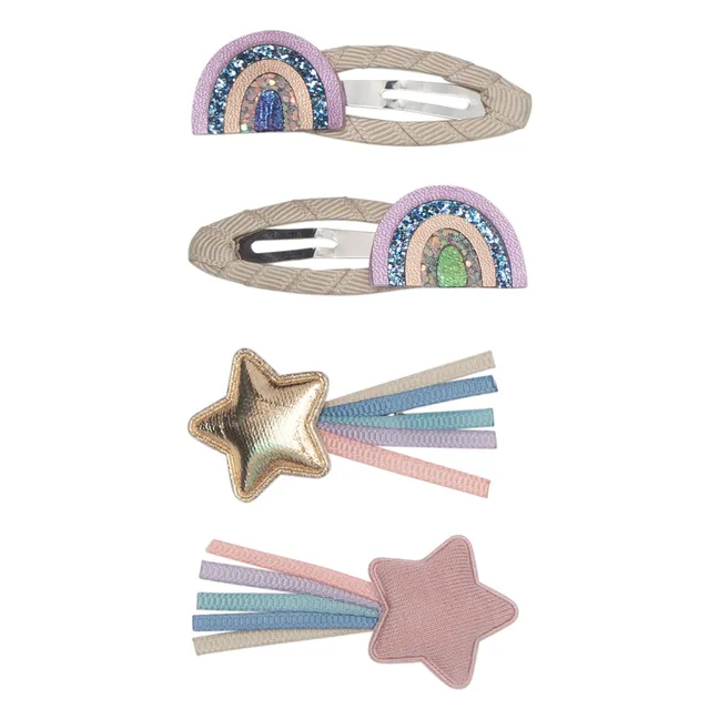 Set of 4 O'Rainbow hair clips | Pink