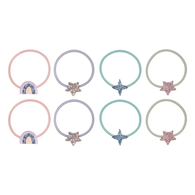 Set of 8 Rainbow &amp; Star scrunchies | Purple