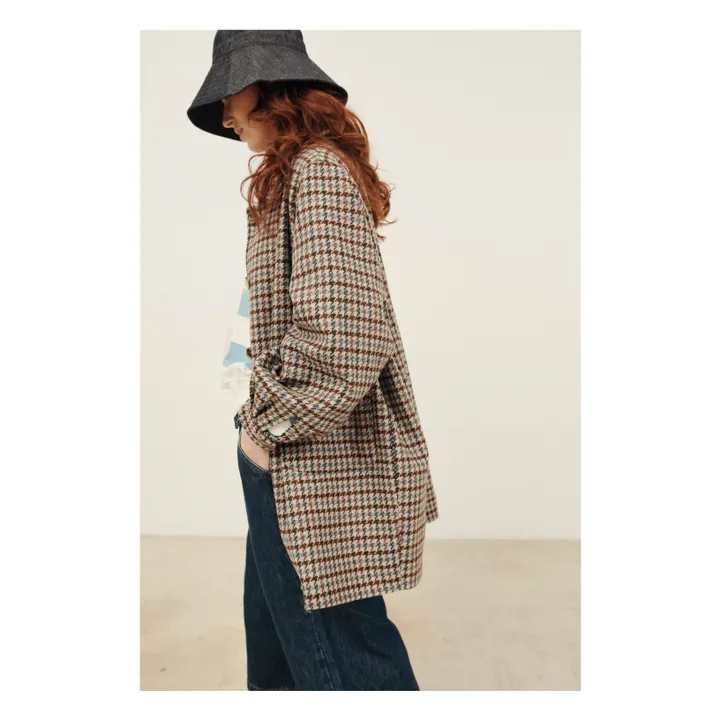 Calvin Pied de Poule Wool Coat | Brown- Product image n°3