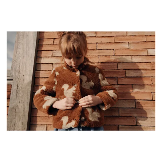 Manteau Façon Sherpa Ecureuils | Marron