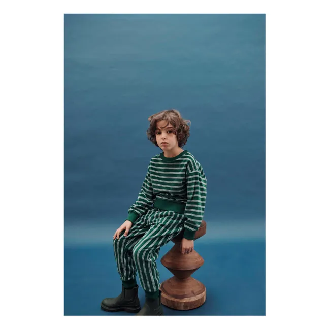 Striped Velvet Jogger | Green