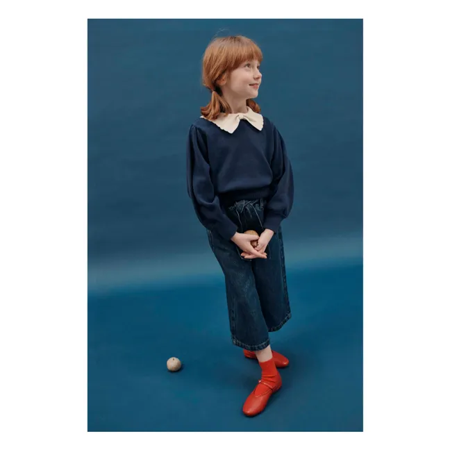 Pierrot collar sweater | Navy blue