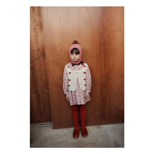Cagoule Pompom Laine Mérinos | Rose