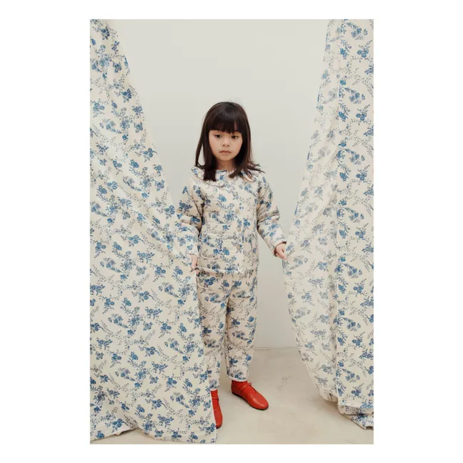 Pantalon Quilté Fleuri | Ecru