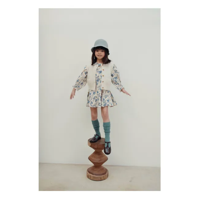 Flowery Smocked Dress | Ecru