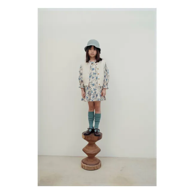 Flowery Smocked Dress | Ecru