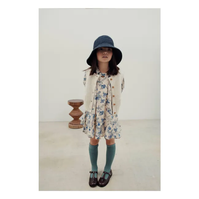 Flowery Smocked Dress | Ecru