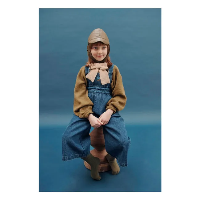 Salopette en Jean Brodée | Bleu