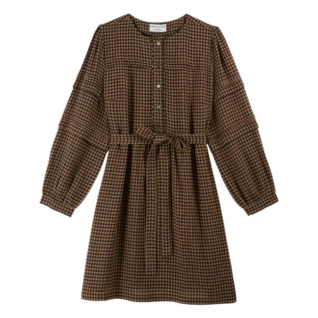 Robe Célestine Vichy | Marron