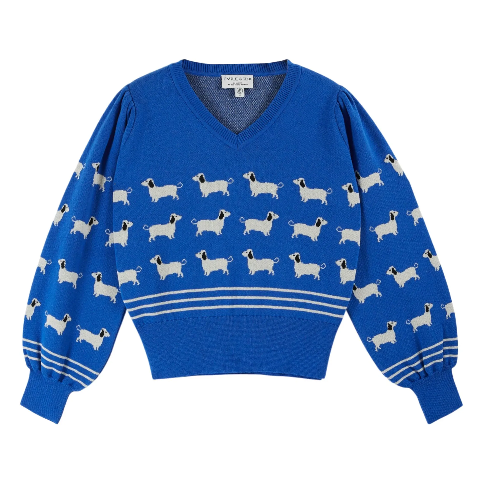 Emile Et Ida Royal Blue Cali Dog Organic Cotton Sweater
