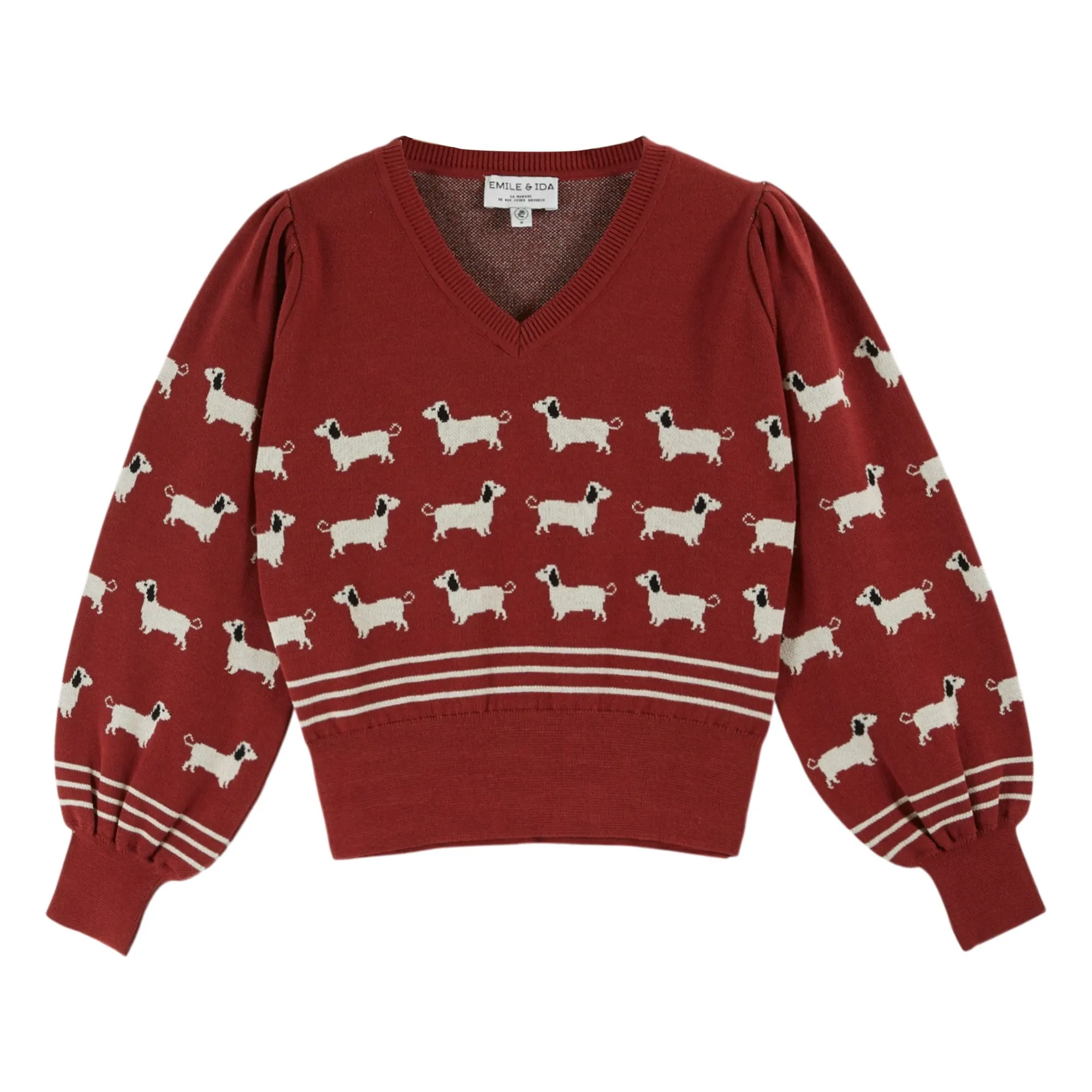 Emile Et Ida Brick Red Cali Dog Organic Cotton Sweater