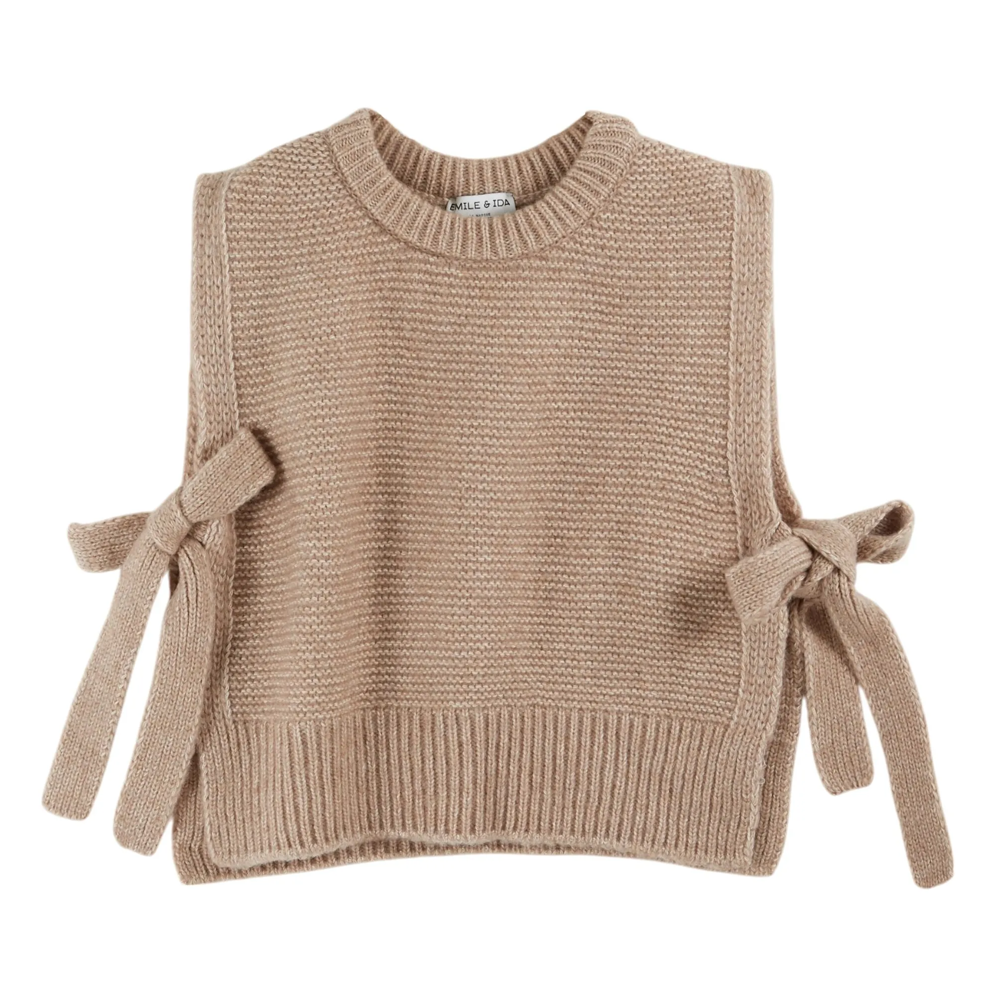 Emile Et Ida Beige Columbia Extra Fine Merino Wool Sleeveless Sweater