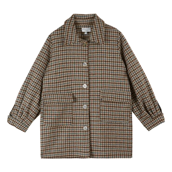 Calvin Pied de Poule Wool Coat | Brown- Product image n°0