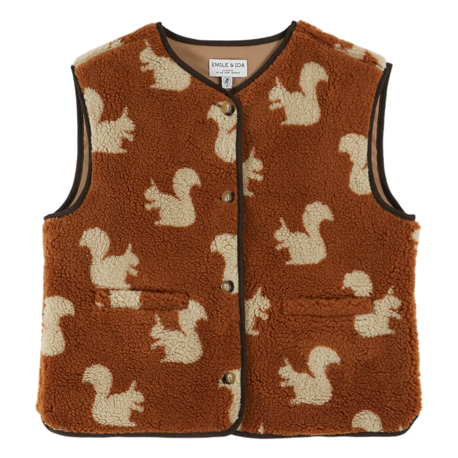 Emile Et Ida Camel Cassis Squirrel Sleeveless Jacket