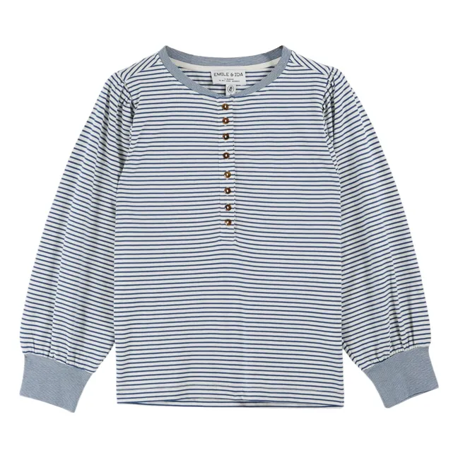 T-shirt Claire Rayé Coton Bio | Bleu