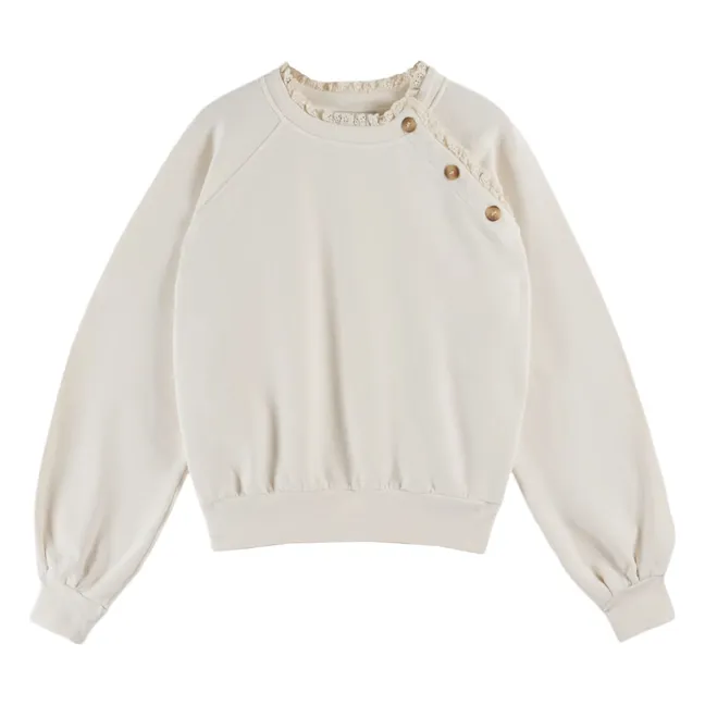 Sudadera de algodón orgánico Cherry | Crema