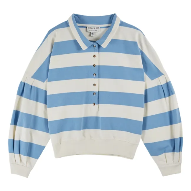 Polo de chándal Clément Rayas Algodón Ecológico | Azul