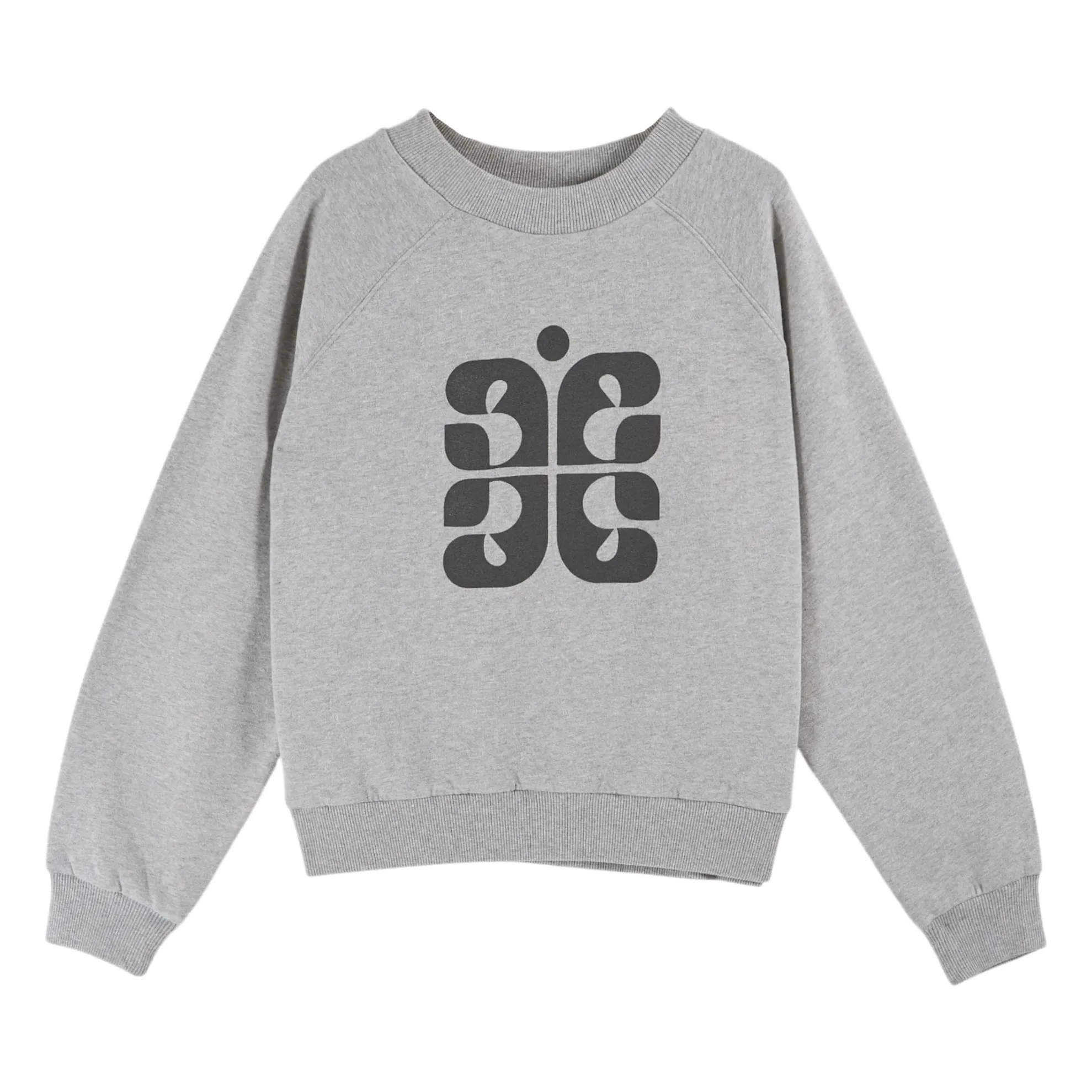 Emile Et Ida Heather Grey Carl Sigle Organic Cotton Sweatshirt