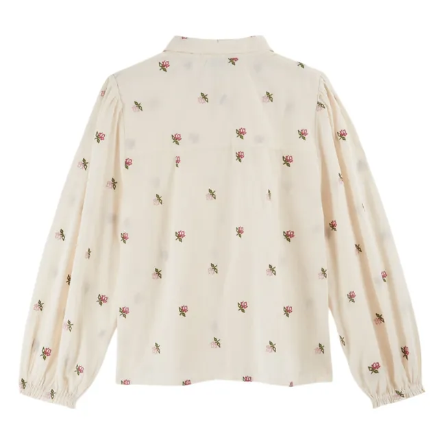 Blouse Calypso Brodée Ao Roses | Bleu