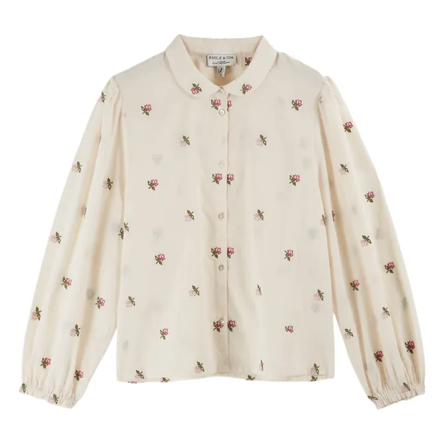 Blouse Calypso Brodée Ao Roses | Bleu