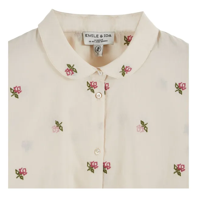Blouse Calypso Brodée Ao Roses | Bleu