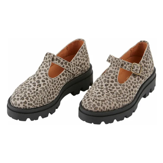 Mocassins Léopard Cuir | Taupe