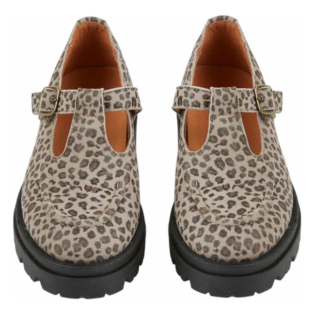 Mokassins Leopard Leder | Maulwurfsfarben