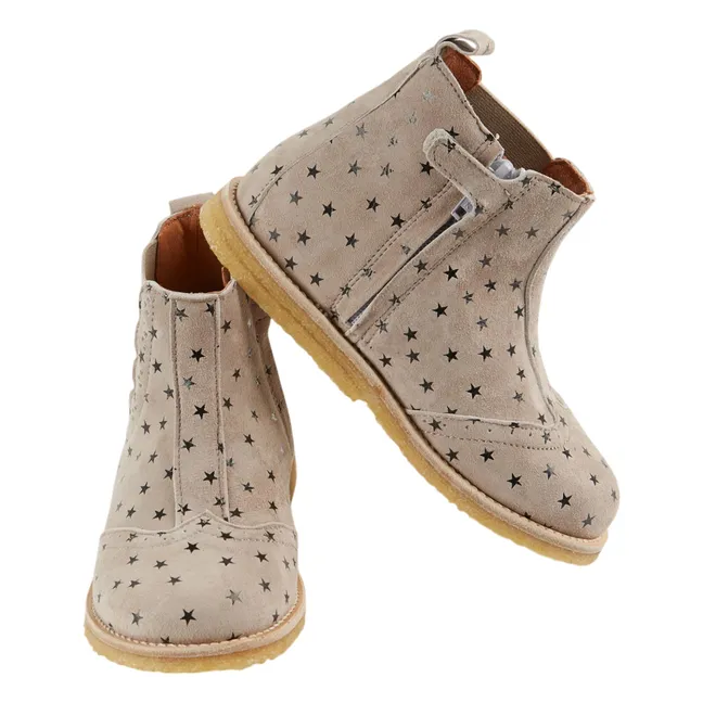 Boots Elastiquées Etoiles Cuir | Gris