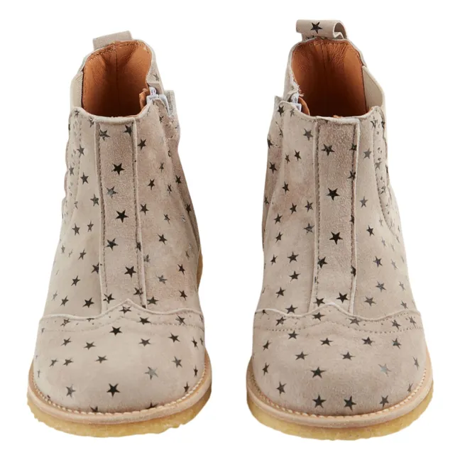 Boots Elastiquées Etoiles Cuir | Gris